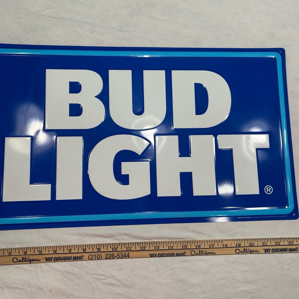 Bud Light Blue Metal Sign